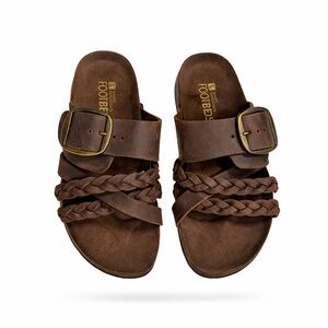 WHITE MOUNTAIN Women's Hazy Braided Comfort-Molded Footbed Sandals Brown Sz 6M‌